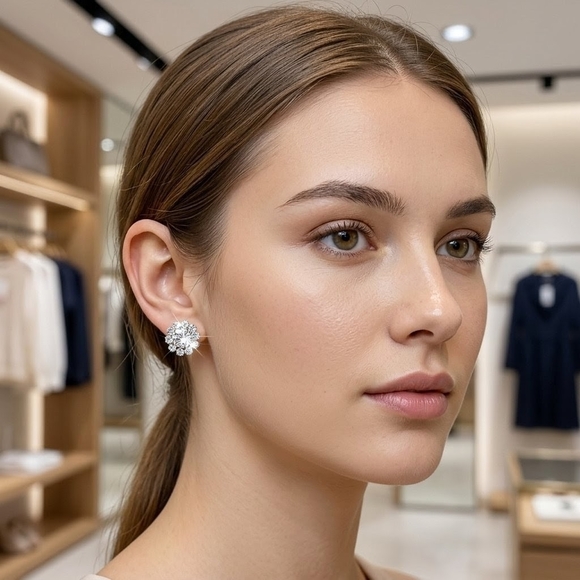 Swarovski® Crystal Timeless Vintage Flower Earrings | Sterling Silver Overlay - Picture 4 of 5